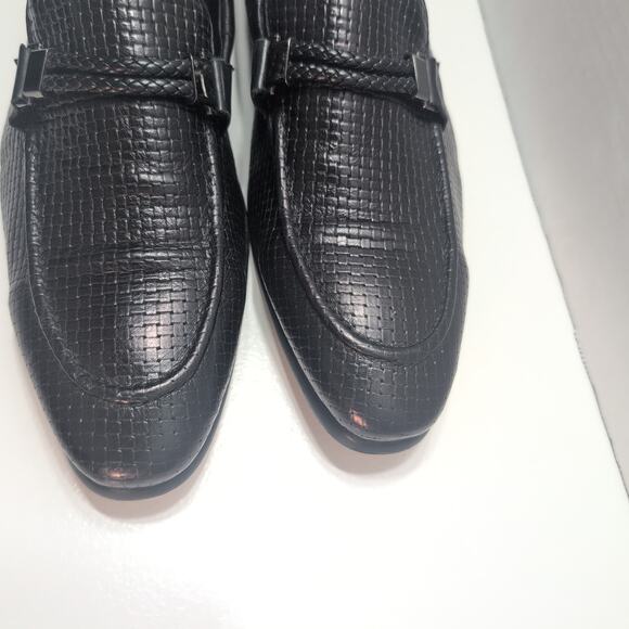 Zara Made In Italy Woven Leather Dress Loafers Black Men\'s 9.5 main image 7